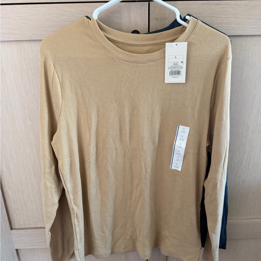 a new day Long Sleeve Tee in Navy and Tan - Picture 3 of 3